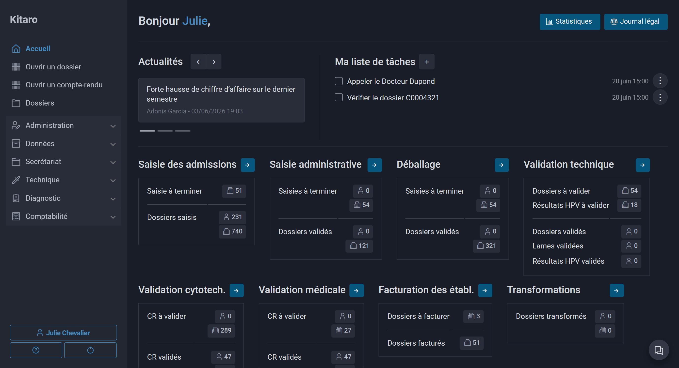 Logiciel Kitaro – gestion de laboratoire de pathologie